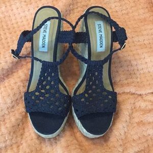 Steve Madden navy crocheted platforms